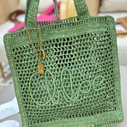 CHLOÉ SOMMER-BANANEN-TASCHE AUS RAPHIA