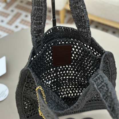 CHLOÉ SOMMER-BANANEN-TASCHE AUS RAPHIA