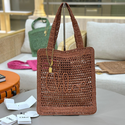 CHLOÉ SOMMER-BANANEN-TASCHE AUS RAPHIA
